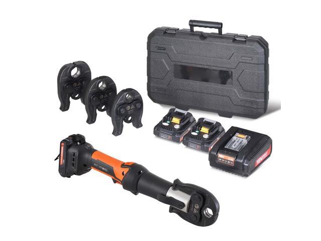 Mini ProPress Tool, 18V Electric Pipe Crimping Tool for 1/2', 3/4', 1' Copper Pipes, Press Tool Kit with 3 Pro Press Jaws, 2pcs 18V 2AH Battery,...