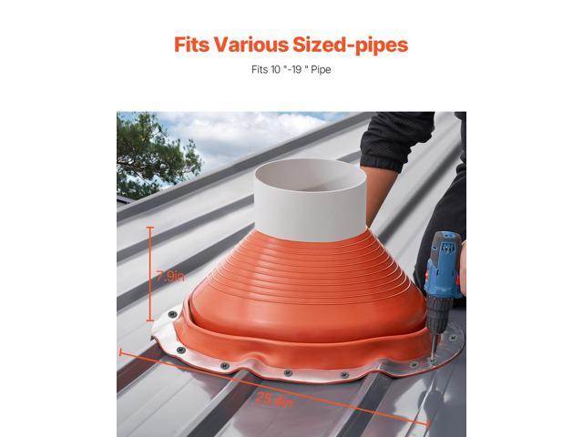 Roof Pipe Flashing Boot, Fit Pipe OD 10' to 19', Flexible Silicone Roofing Jack Pipe Flashing, High Temp -101 to 437, Lasting Round Red Metal Base,...