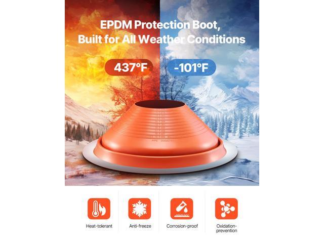 Roof Pipe Flashing Boot, Fit Pipe OD 10' to 19', Flexible Silicone Roofing Jack Pipe Flashing, High Temp -101 to 437, Lasting Round Red Metal Base,...