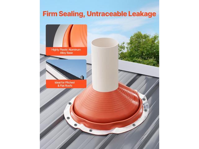 Roof Pipe Flashing Boot, Fit Pipe OD 10' to 19', Flexible Silicone Roofing Jack Pipe Flashing, High Temp -101 to 437, Lasting Round Red Metal Base,...