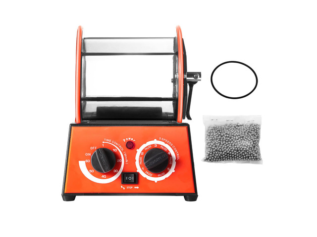 Jewelry Polisher Tumbler, 6.6lbs/3kg Capacity Mini Rotary Tumbler Machine with 0-60 Minutes Timer, 5 Speeds Jewelry Rotary Finisher for Surface...