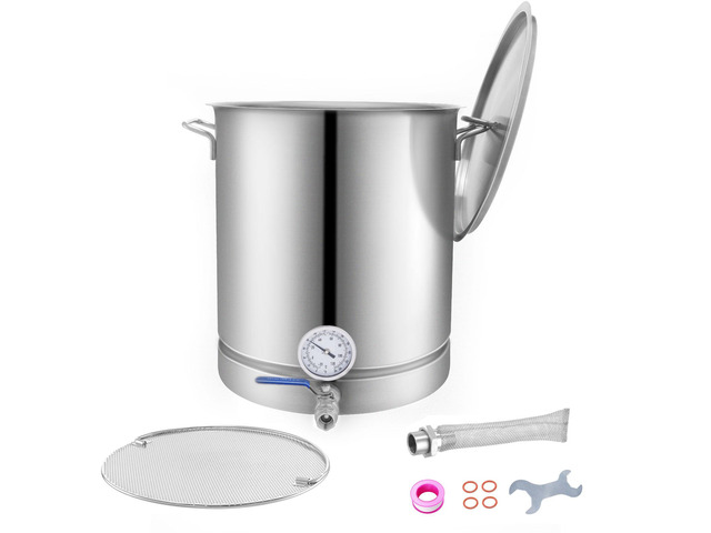 VEVOR Stainless Steel Kettle, 16 GALLON Brewing Pot, Tri Ply Bottom for Beer, Brew Kettle Pot, Home Brewing Supplies Includes Lid, Handle,...