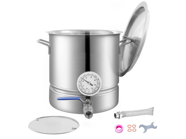 Stainless Steel Kettle, 5 GALLON Brewing Pot, Tri Ply Bottom for Beer, Brew Kettle Pot, Home Brewing Supplies Includes Lid, Handle, Thermometer,...