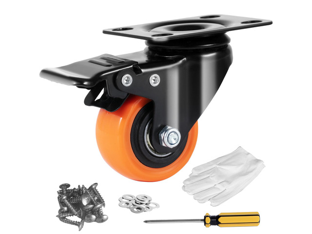 Caster Wheels, 2-inch Swivel Plate Casters, Set of 4, with Security Dual Locking No Noise PVC Wheels, Heavy Duty 150 lbs Load Capacity Per Caster,...