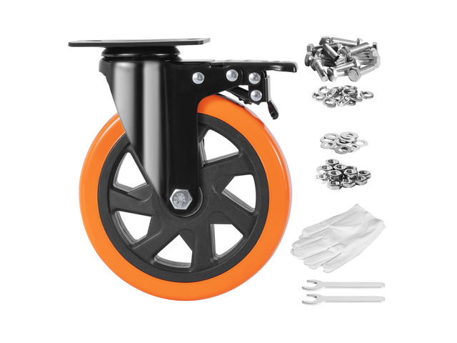 Caster Wheels, 6-inch Swivel Plate Casters, Set of 4, with Security A/B Locking No Noise PVC Wheels, Heavy Duty 700 lbs Load Capacity Per Caster,...