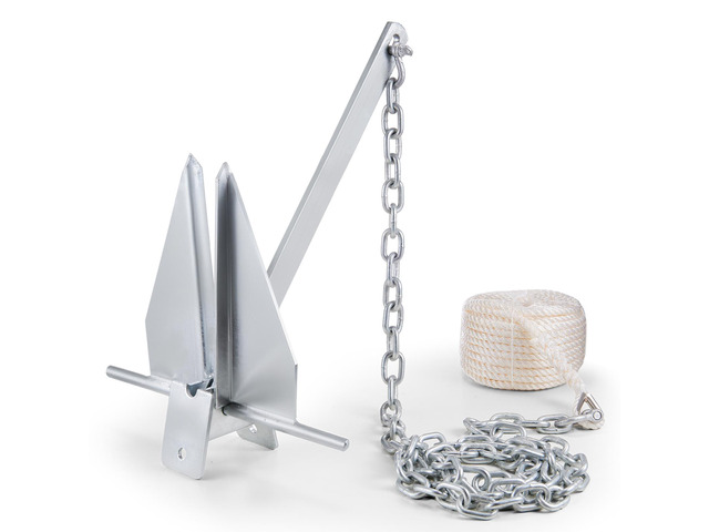 Fluke Style Anchor Kit, 13 LBS Hot-Dipped Galvanized Steel Fluke Anchor with 7.9' Chain, 101' Rope and Two 0.4' Shackles, Marine Boat Anchor for...