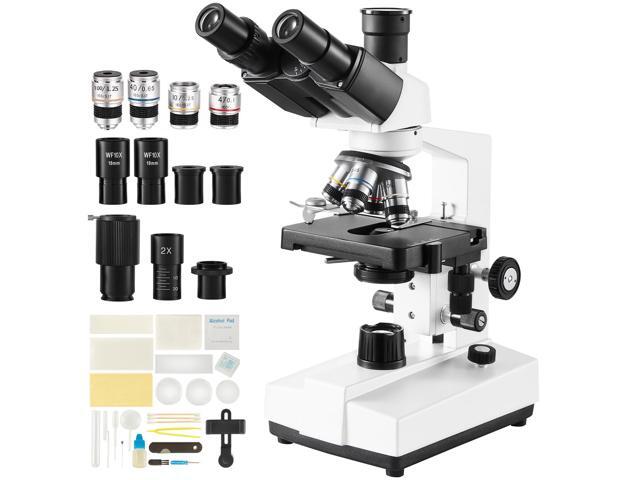 Compound Trinocular Microscope, 40X-5000X Magnification Trinocular Compound Lab Microscope with Two-Layer Mechanical Stage, External Interface, LED...