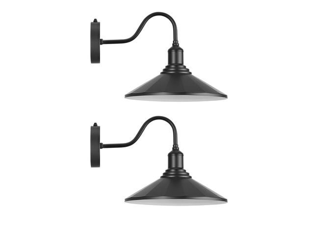 Outdoor Barn Light, 11.5 in Diameter, 2-Pack Farmhouse Gooseneck Light Fixture, Dusk to Dawn Exterior Wall Sconce, with Anti-Rust, E26 Bulb...