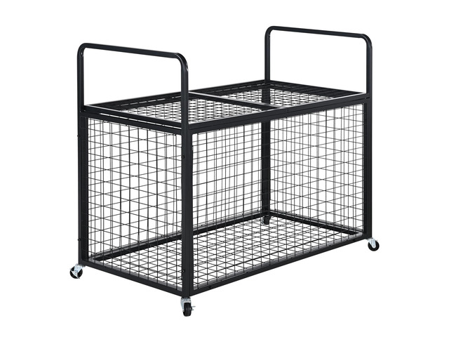 Rolling Sports Ball Storage Cart, Lockable Basketball Cage with Double Lids, Sport Equipment Holder Organizer for Indoor Outdoor, Steel Storage...