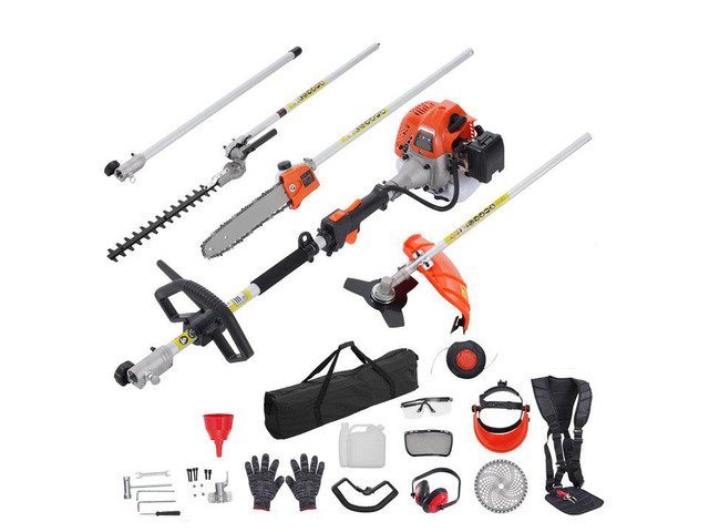 33CC 6-in-1 Multi-Functional Trimming Tools, Gas Hedge Trimmer, Weed Eater, String Trimmer, Brush Cutter, Edger, Pole Saw Chainsaw Pruner with...