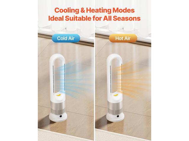 Tower Fan Bladeless, 16 ft/s Velocity Quiet Floor Fan that Blows Cold & Heating Air, 80° Oscillating Fans with 8 Speeds, 9H Timer, Standing Fans...