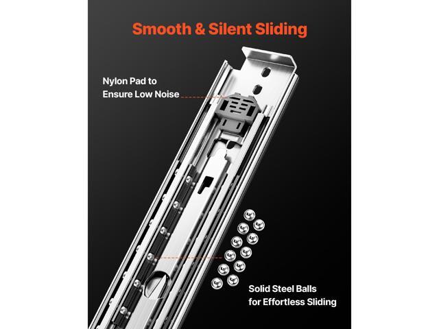Set of 2 Drawer Rails, Sizes Ranging from 16 to 60 inches, 500 lbs Weight Limit, Locking Mechanism Included, Ball Bearing Side Mount Drawer Slide Rail