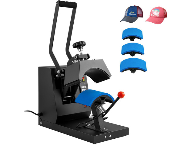 Hat Heat Press, 4-in-1 Cap Heat Press Machine, 6 x 3in Clamshell Sublimation Transfer, LCD Digital Timer Temperature Control with 4pcs Curved...