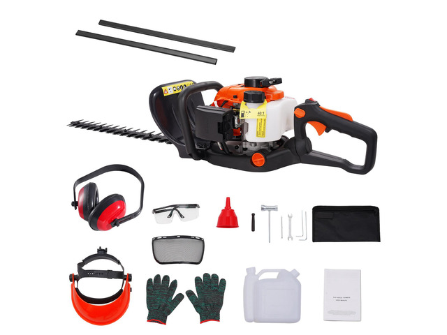 23.2-inch 26CC 2 Cycle Gas Hedge Trimmer, Gas Powered Handheld Hedge Trimmer with Dual Sided Dual Action Blade, 180° Adjustable Trimmer Head,...