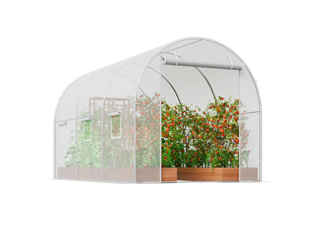 Walk-in Tunnel Greenhouse, 9.6x6.4x6.2 ft Hoop House Greenhouse Tunnel, Plant Hot House with Galvanized Steel Frame, White PE Cover, Roll-up Zipper...
