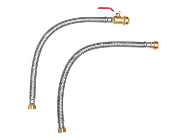 Water Heater Kit, Push-Fit Valve Flexible Water Heater Connector with 3/4' FIP x 3/4' PTC Ball Valve, Stainless Steel Braided Waters Heaters Supply...
