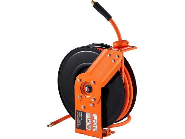 Retractable Air Hose Reel, 3/8 IN x 50 FT Hybrid Air Hose Max 300PSI, Air Compressor Hose Reel with 5 In Lead in, Ceiling / Wall Mount Heavy Duty...
