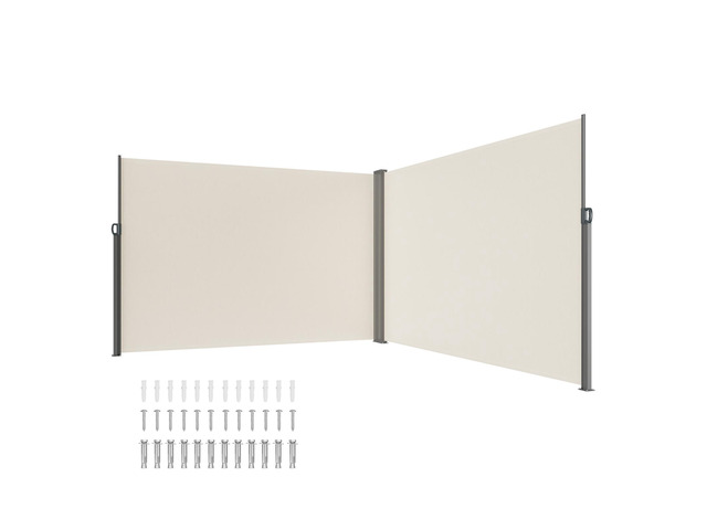 Retractable Side Awning, 79''x 236'' Outdoor Privacy Screen, 180g Polyester Water-proof Retractable Patio Screen, UV 30+ Room Divider Wind Screen...