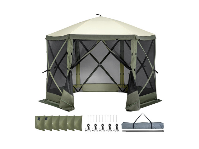 Pop Up Gazebo Tent, Pop-Up Screen Tent 6 Sided Canopy Sun Shelter with 6 Removable Privacy Wind Cloths & Mesh Windows, 10x10FT Quick Set Screen...