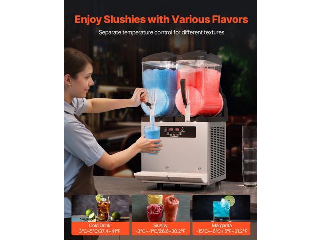 Commercial Slushy Machine, 12Lx2 Double Tank Frozen Drink Machine, 96 Cups Stainless Steel Margarita Smoothie Frozen Drink Maker, Slushie Maker for...