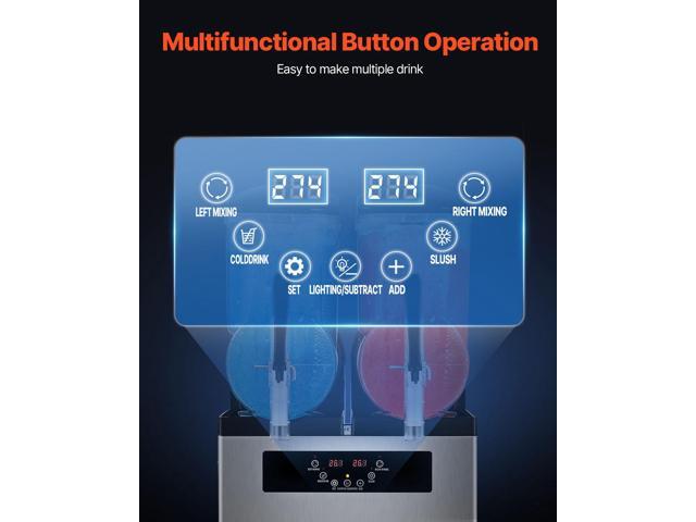 Commercial Slushy Machine, 12Lx2 Double Tank Frozen Drink Machine, 96 Cups Stainless Steel Margarita Smoothie Frozen Drink Maker, Slushie Maker for...
