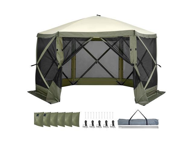 Pop Up Gazebo Tent, Pop-Up Screen Tent 6 Sided Canopy Sun Shelter with 6 Removable Privacy Wind Cloths & Mesh Windows, 12x12FT Quick Set Screen...