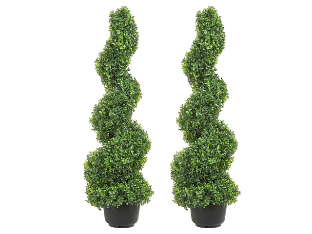 2 pcs. Artificial Boxwood Tower Topiary Spiral Artificial Plant 91cm high Decorative Plant Green Plastic PE Iron Topiary Plants incl. 10 pcs....