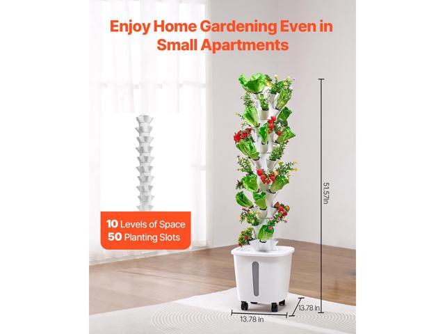 Hydroponic Growing System, 50 Pods Vertical 10 Tiers Hydroponic Tower, Rolling Hydronic Garden with Water Pump & Wheels, Indoor Plants Germination...