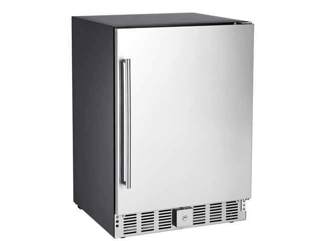 24-Inch Indoor/Outdoor Beverage Refrigerator, 150 QT Freestanding or Undercounter Beverage Fridge, 180 Cans Built-in Beer Fridge with Metal Plate...