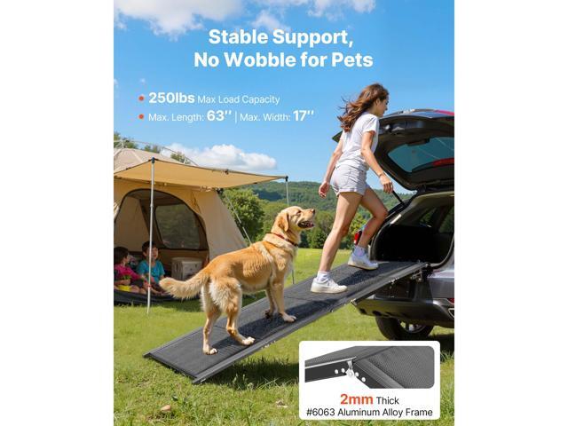 Dog Ramp for Cars, 63' L x 17' W, Folding Pet Ramps for Medium & Large Dogs up to 250lbs, Pet Stair Ramp with Non-Slip Oxford Fabric Surface,...