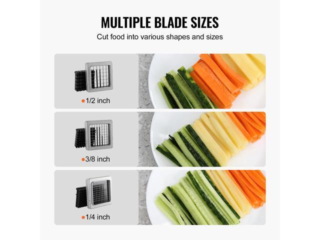 French Fry Cutter, Potato Slicer with 1/2' 3/8' 1/4' Stainless Steel Blades, Manual Potato Cutter Chopper with Suction Cups, Great for Potato,...