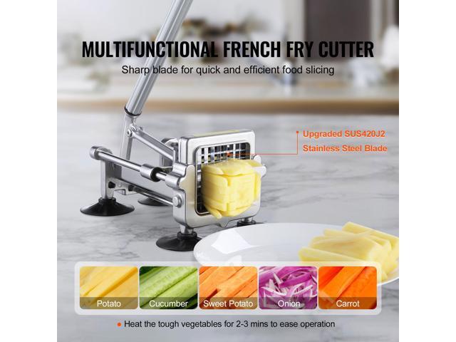 French Fry Cutter, Potato Slicer with 1/2' 3/8' 1/4' Stainless Steel Blades, Manual Potato Cutter Chopper with Suction Cups, Great for Potato,...