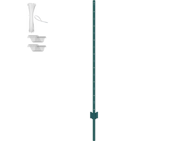 5 Feet Fence Post, 10 Pack U-Channel Heavy Duty Metal Fence Posts, Sturdy Steel Fence Stakes for Garden Yard, Lawn, Farms and Outdoor Wire Fencing,...