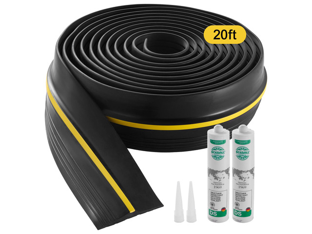 Garage Door Threshold Seal Strip, 20 FT Universal Garage Door Floor Seal Strip with Adhesive, Garage Door Bottom Weatherproof Strip, Upgraded Thick...