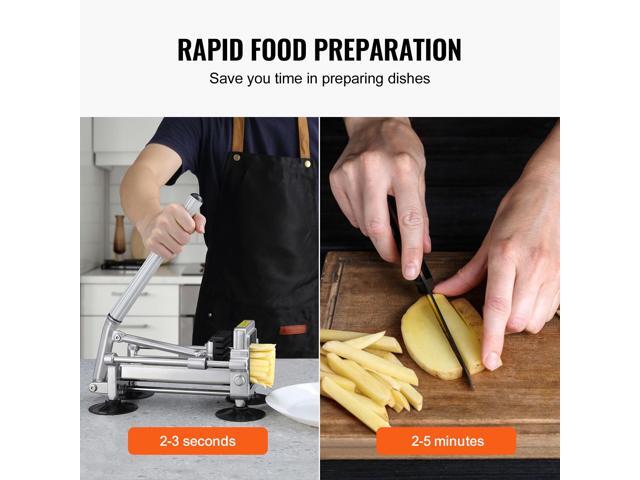 French Fry Cutter, Potato Slicer with 1/2' 3/8' 1/4' Stainless Steel Blades, Manual Potato Cutter Chopper with Suction Cups, Great for Potato,...