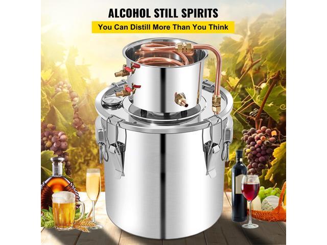 Alcohol Still 13.2Gal/50L, Alcohol Distiller with Circulating Pump, Alcohol Still Copper Tube, Whiskey Distilling Kit with Build-In Thermometer,...