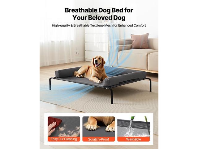 VEVOR Elevated Dog Bed for Large Dogs, Portable Raised Dog Cot with Washable Pillow, Indoor & Outdoor Pet Cooling Raised Hammock Bed with Steel...