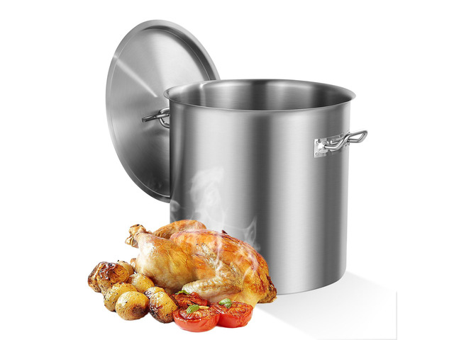 Stainless Steel Stockpot, 53 Quart Large Cooking Pots, Cookware Sauce Pot with Lid, and Handle, Heavy Duty Commercial Grade Stock Pot, Sanding...
