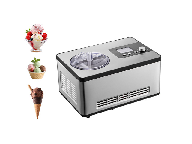 Automatic Ice Cream Maker with Built-in Compressor, 2 Quart No Pre-freezing Fruit Yogurt Machine, Stainless Steel Electric Sorbet Maker, 3 Modes...