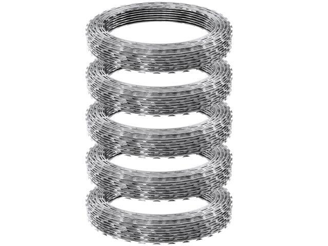 Razor Wires, 246 ft Razor Barbed Wire, 5 Rolls Razor Wire Fencing Razor Fence, Razor Ribbon Barbed Wire Galvanized Razor Wire Fence, Rolls Razor...