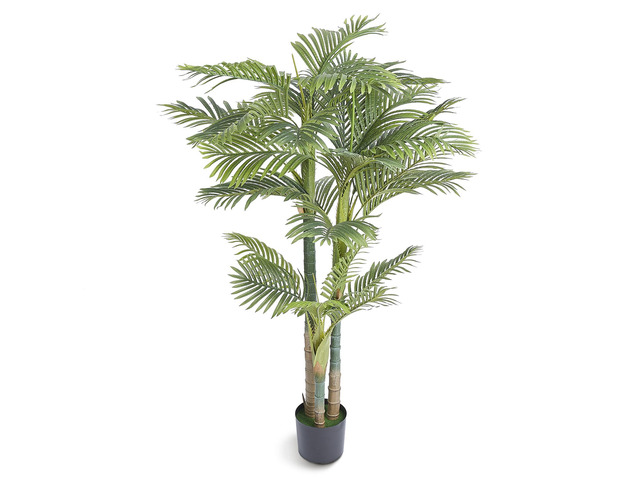Artificial Gold Cane Palm Tree, 6.5 FT Tall Faux Plant, PE Material & Anti-Tip Tilt Protection Low-Maintenance Plant, Lifelike Green Fake Tree for...