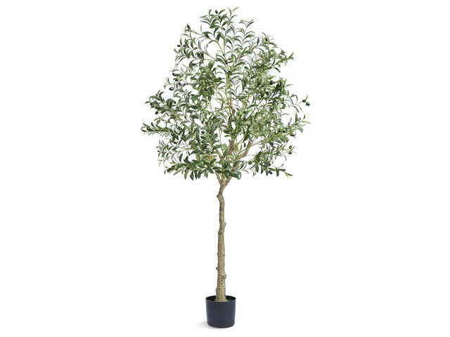 Artificial Olive Tree, 6 FT Tall Faux Plant, Secure PE Material & Anti-Tip Tilt Protection Low-Maintenance Plant, Lifelike Green Fake Potted Tree...