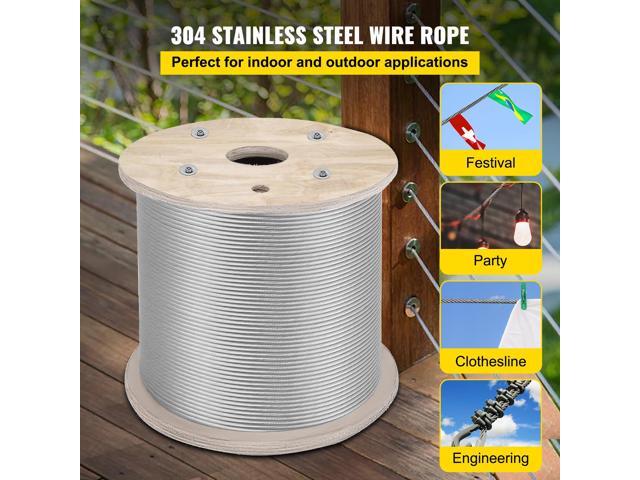 1/4' Stainless Steel Cable 200FT, T304 7x19 Tighter Core Cable Railing System Wire Rope Aircraft Deck Railing Kit Fence Wire
