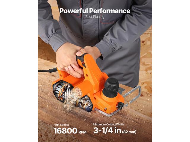 Electric Hand Planer, 3-1/4-Inch Cut Width, 7-Amp 16800 RPM Corded Power Handheld Planer for Wood, with Adjustable Cut Depth, 2 Blades, for...