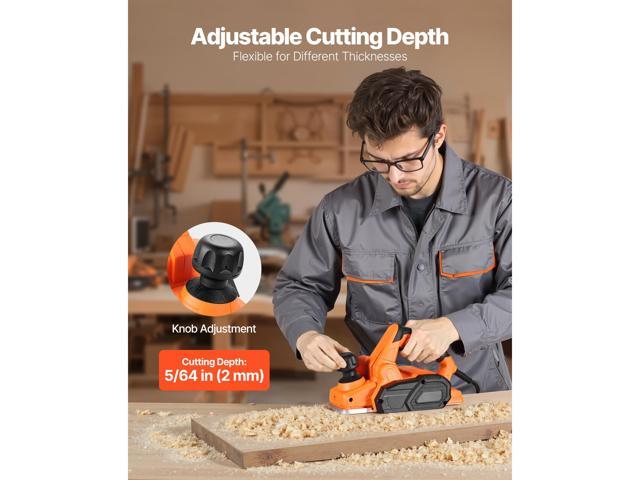 Electric Hand Planer, 3-1/4-Inch Cut Width, 7-Amp 16800 RPM Corded Power Handheld Planer for Wood, with Adjustable Cut Depth, 2 Blades, for...