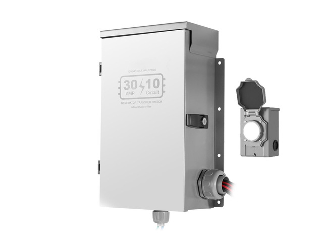 Manual Transfer Switch, 30-Amp 10-Circuit, Prewired Generator Transfer Switch Kit with NEMA L14-30P Power Inlet Box, Double-Throw Switch, NEMA 3R,...