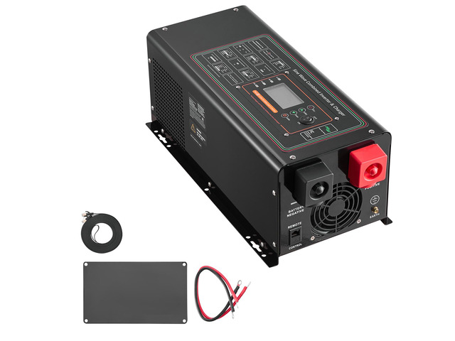 Pure Sine Wave Inverter Charger, 2000 Watt, DC 12V to AC 120V Power Inverter with LCD Display, Remote Control, Solar Inverter for Off-Grid Solar RV...