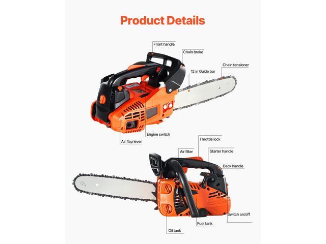 Gas Chainsaw, 25.4CC 12' 1.2HP, Gasoline Powered Chain Saw, Handheld Cordless Petrol Chainsaws for Tree Wood Branch Cutting, Tree Trimming, Land...