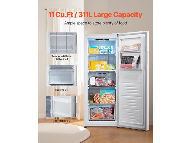 Convertible Freezer/Refrigerator, 11 Cu. Ft Frost Free Upright Freezer with Temp Control Panel, Reversible Door, Adjustable Glass Shelves and LED,...