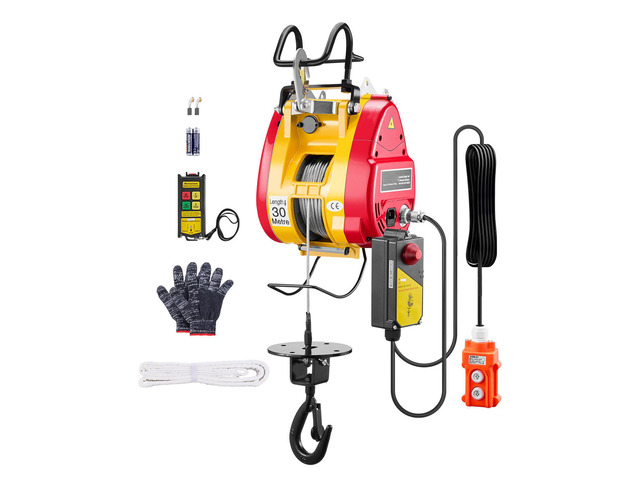 2-in-1 Electric Hoist Winch, 1100 lbs Capacity, 1800W Portable Power Winch, 98 ft Lifting Height, 36 ft/min with Wire and Wireless Remote Control,...